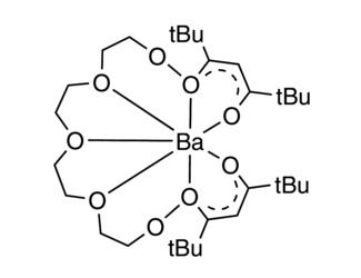 Bis(2,2,6,6-tetrametyl-3,5-heptanedionato)barium tetraglyme adduct - CAS:136629-60-2 - Bis(2,2,6,6-tetramethylheptane-3,5-dionato)(tetraglyme)barium, Tetraglymebis(2,2,6,6-tetramethylheptane-3,5-dionato)barium